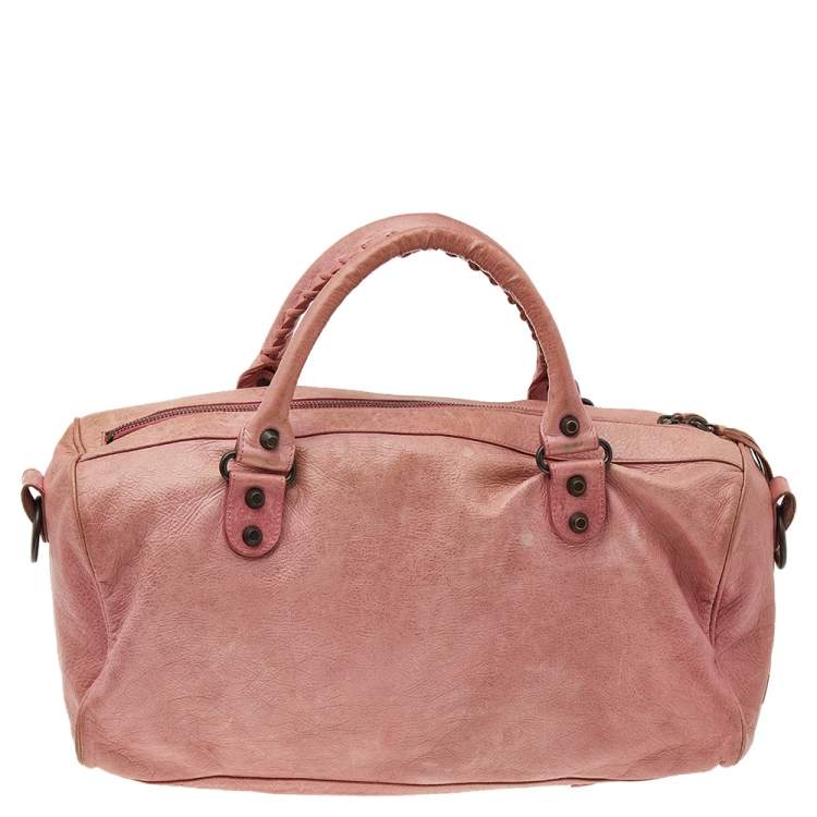 Pre Owned Balenciaga Rose Blush Agneau Leather RH Twiggy Bag