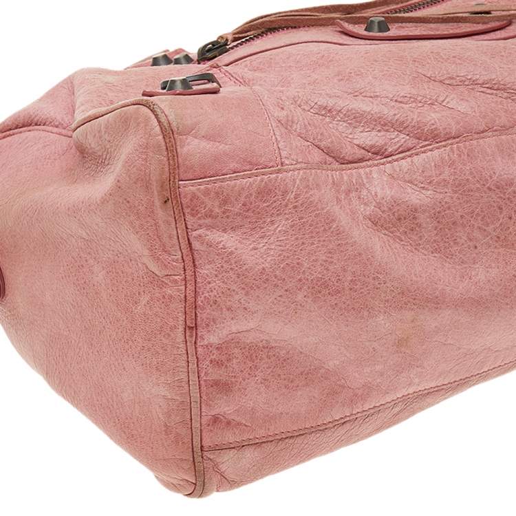 Pre Owned Balenciaga Rose Blush Agneau Leather RH Twiggy Bag