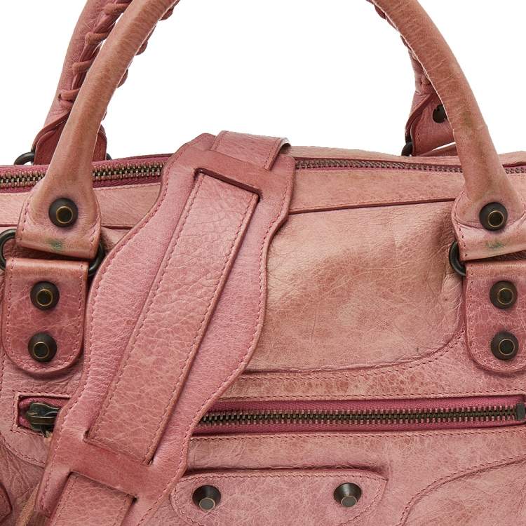 Pre Owned Balenciaga Rose Blush Agneau Leather RH Twiggy Bag