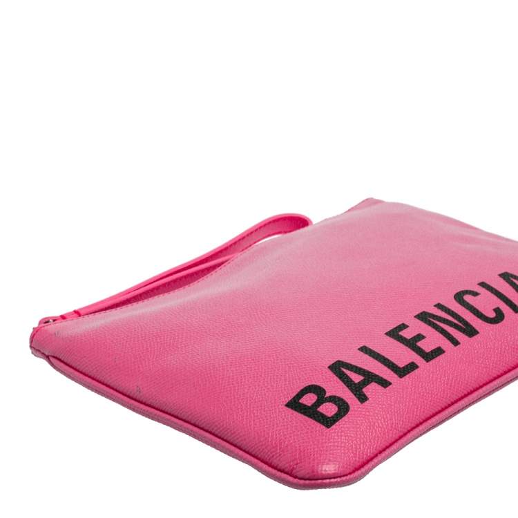 Pre Owned Balenciaga Pink Leather Cash Pouch