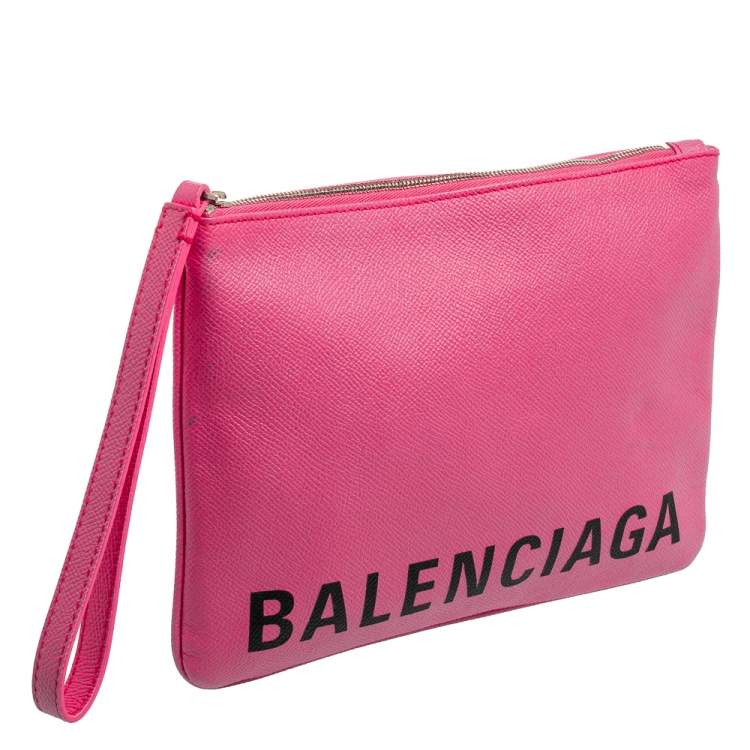 Pre Owned Balenciaga Pink Leather Cash Pouch