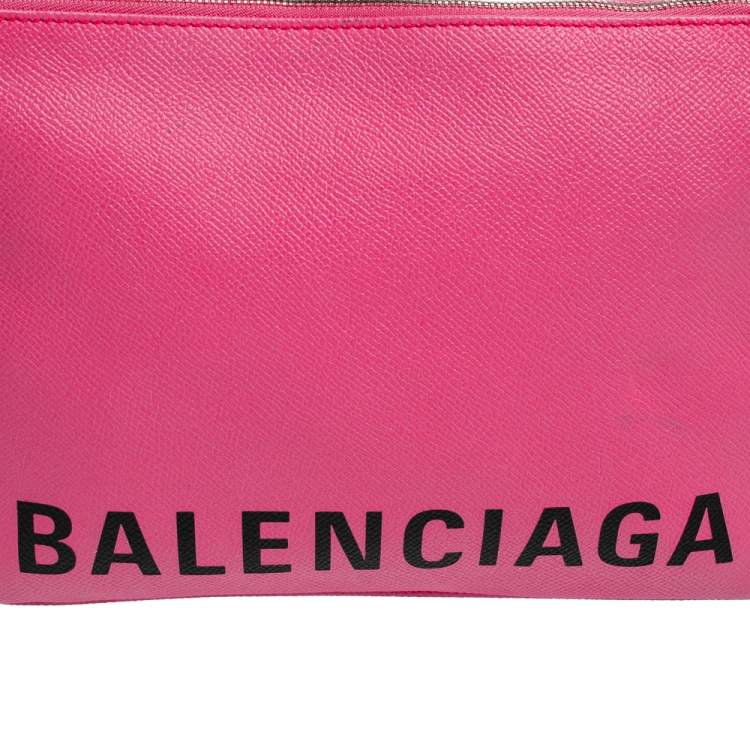 Pre Owned Balenciaga Pink Leather Cash Pouch