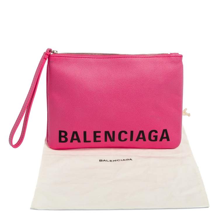 Pre Owned Balenciaga Pink Leather Cash Pouch