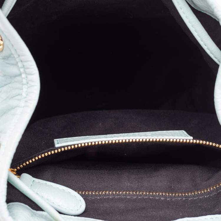 Pre Owned Balenciaga Light Blue Leather Baby Diam Classic Traveller S Backpack
