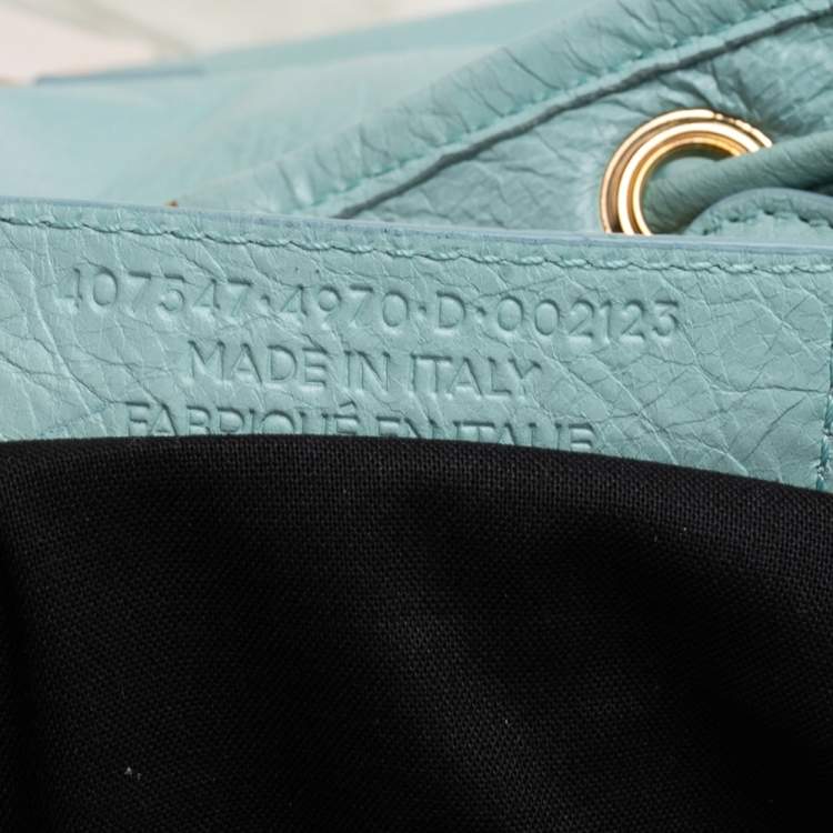 Pre Owned Balenciaga Light Blue Leather Baby Diam Classic Traveller S Backpack