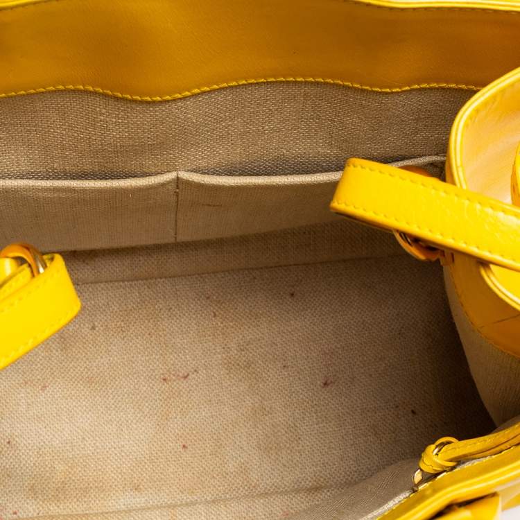 Pre Owned Balenciaga Yellow Leather Padlock All Afternoon Tote
