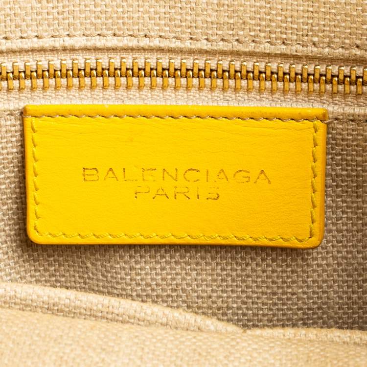 Pre Owned Balenciaga Yellow Leather Padlock All Afternoon Tote