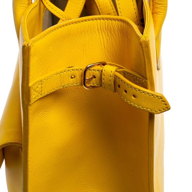 Pre Owned Balenciaga Yellow Leather Padlock All Afternoon Tote