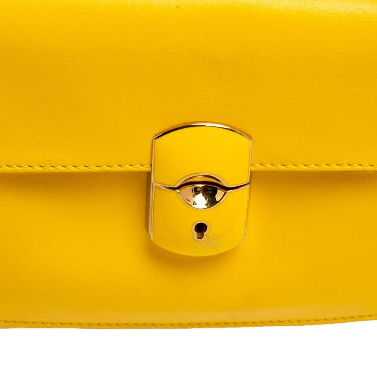 Pre Owned Balenciaga Yellow Leather Padlock All Afternoon Tote