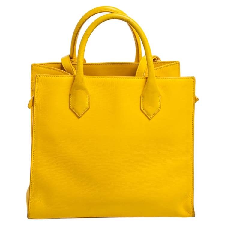 Pre Owned Balenciaga Yellow Leather Padlock All Afternoon Tote