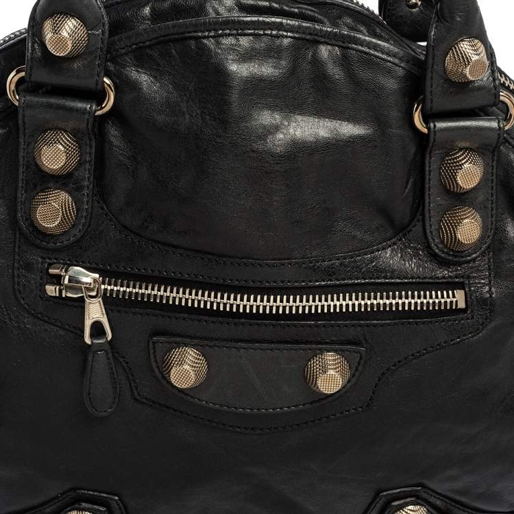 Pre Owned Balenciaga Anthracite Leather GSH Sphere Hobo