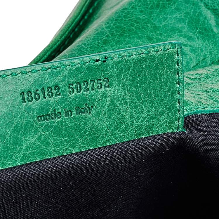 Pre Owned Balenciaga Apple Green Leather Giant 21 Envelope Clutch