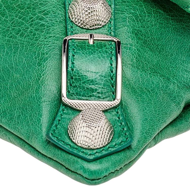 Pre Owned Balenciaga Apple Green Leather Giant 21 Envelope Clutch