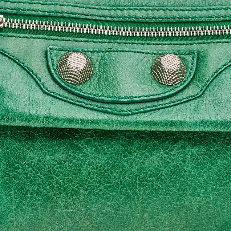 Pre Owned Balenciaga Apple Green Leather Giant 21 Envelope Clutch
