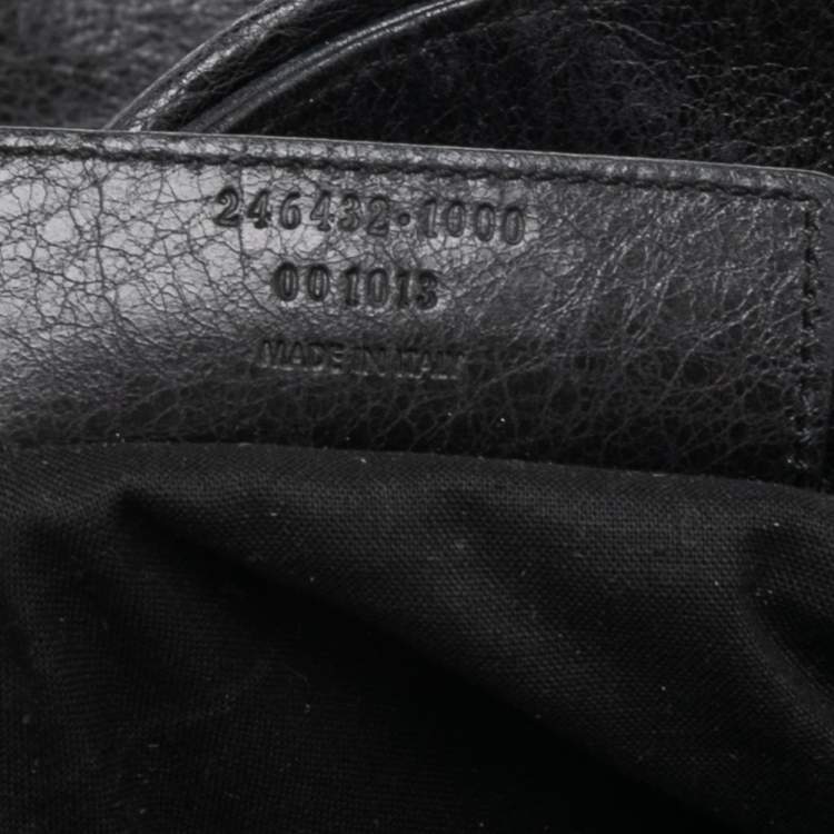 Pre Owned Balenciaga Black Leather Classic Arena Folk Messenger Bag