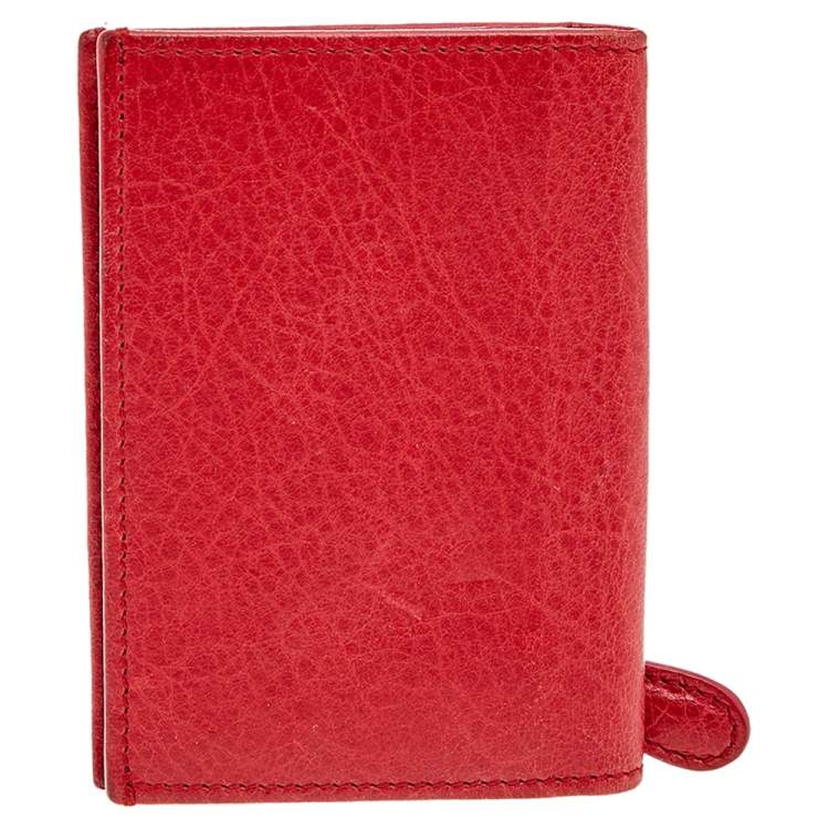Pre Owned Balenciaga Red Leather City Bifold Wallet