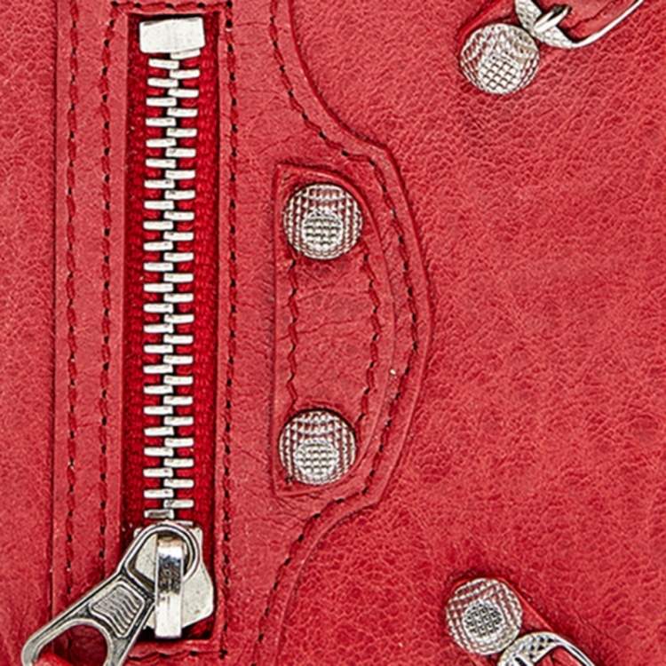 Pre Owned Balenciaga Red Leather City Bifold Wallet