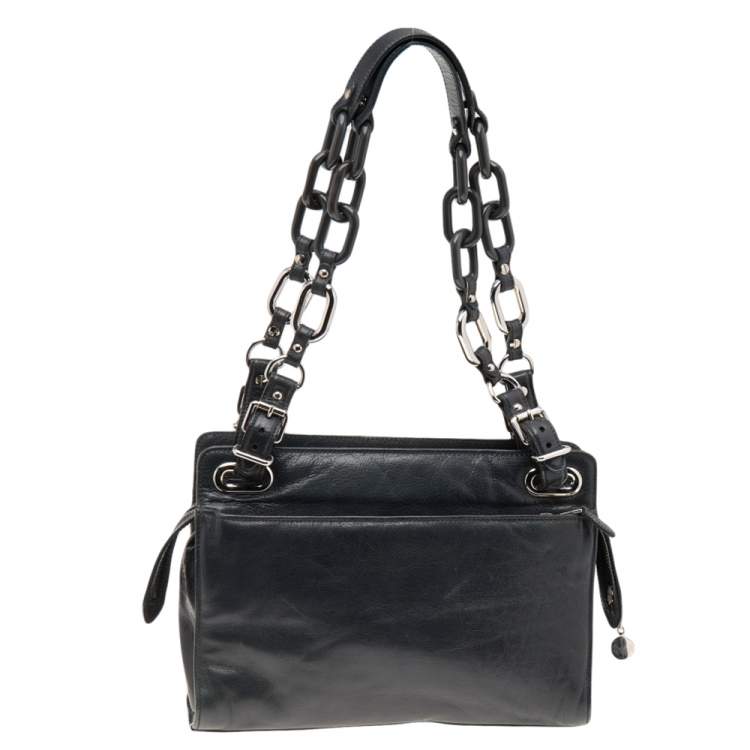 Pre Owned Balenciaga Blue/Black Stingray and Leather Cherche Midi Shoulder Bag
