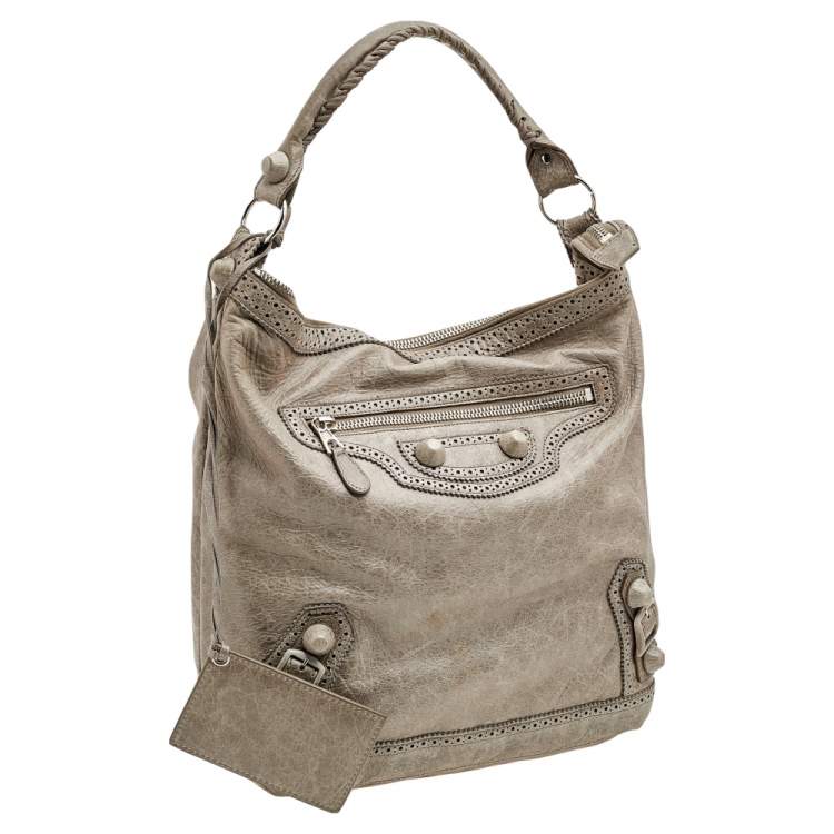 Pre Owned Balenciaga Galet Leather Giant Covered Brogues Day Hobo