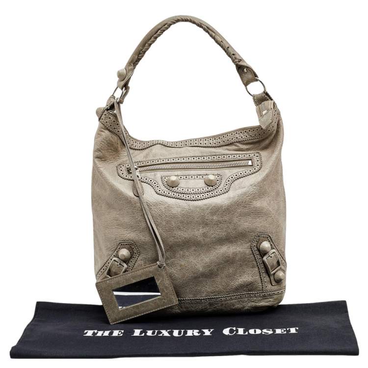 Pre Owned Balenciaga Galet Leather Giant Covered Brogues Day Hobo