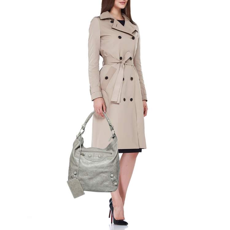 Pre Owned Balenciaga Galet Leather Giant Covered Brogues Day Hobo