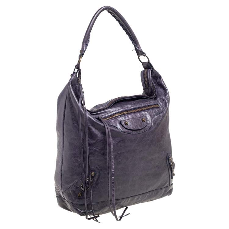 Pre Owned Balenciaga Jacinthe Lambskin Leather Giant 12 Day Bag