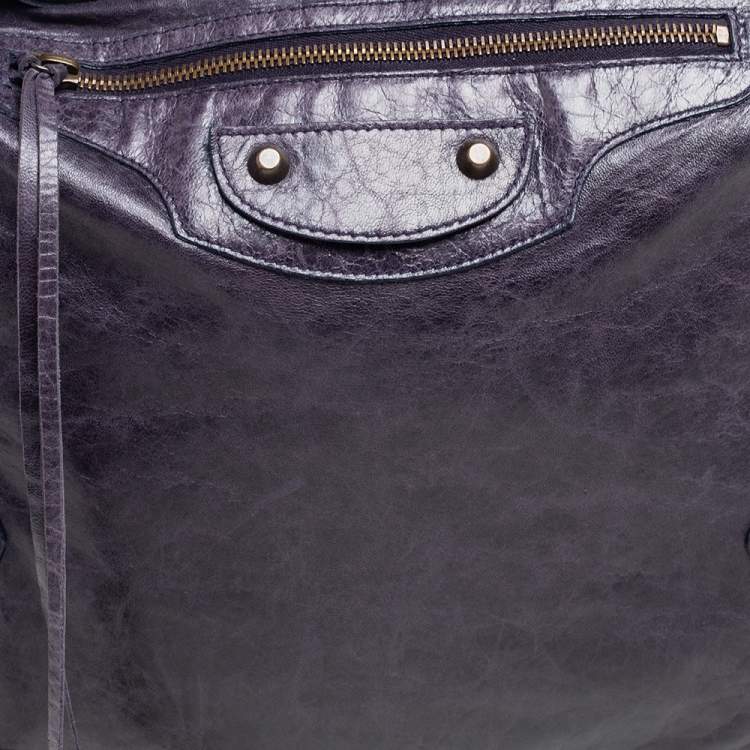 Pre Owned Balenciaga Jacinthe Lambskin Leather Giant 12 Day Bag