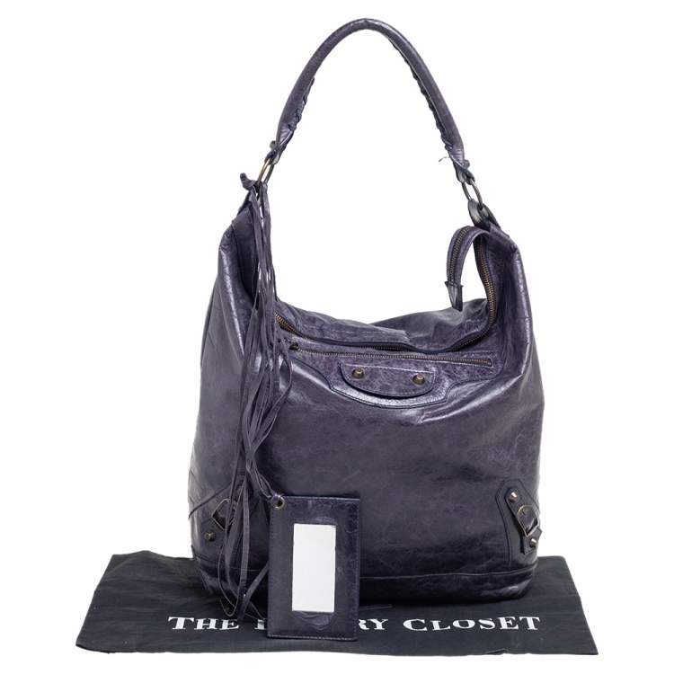 Pre Owned Balenciaga Jacinthe Lambskin Leather Giant 12 Day Bag