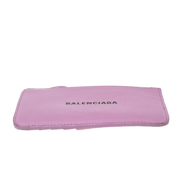 Pre Owned Balenciaga Lavinder Leather Zip Card Holder
