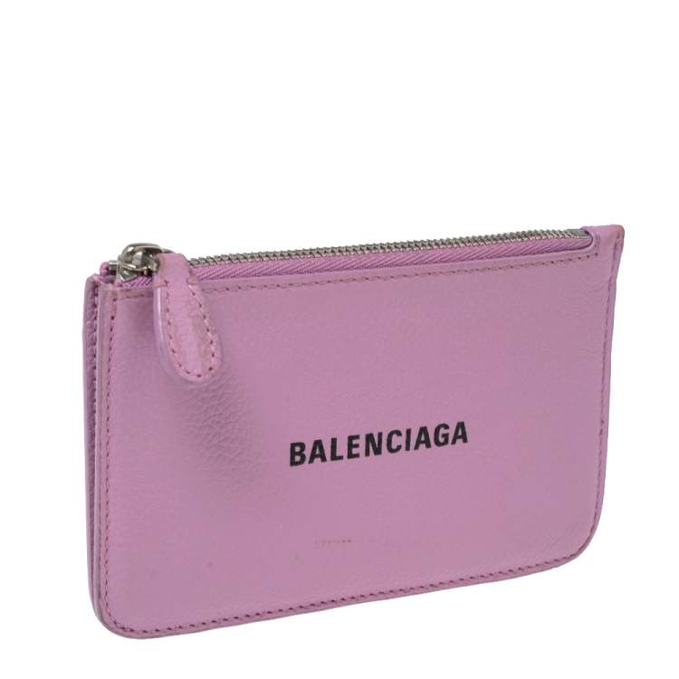 Pre Owned Balenciaga Lavinder Leather Zip Card Holder
