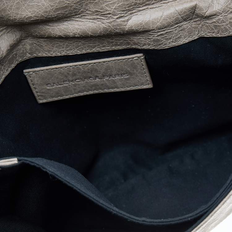 Pre Owned Balenciaga Grey Leather GGRH Envelope Clutch