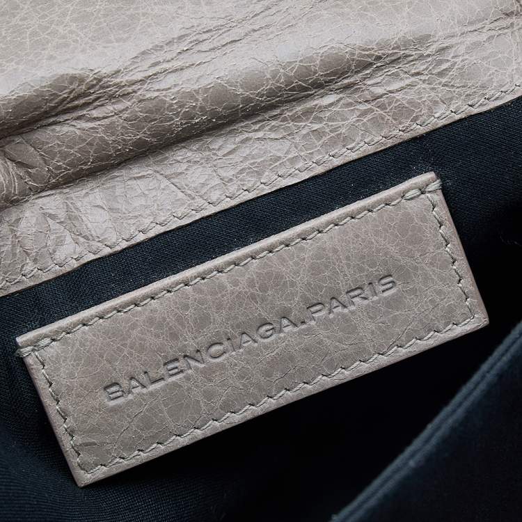 Pre Owned Balenciaga Grey Leather GGRH Envelope Clutch