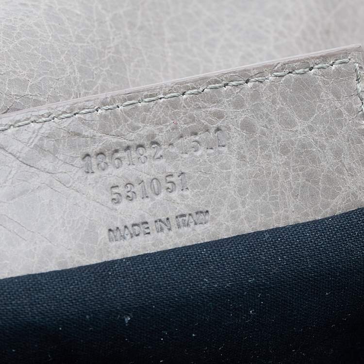 Pre Owned Balenciaga Grey Leather GGRH Envelope Clutch