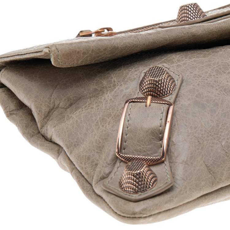 Pre Owned Balenciaga Grey Leather GGRH Envelope Clutch