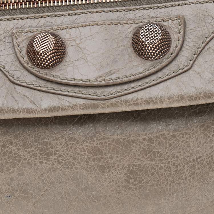 Pre Owned Balenciaga Grey Leather GGRH Envelope Clutch