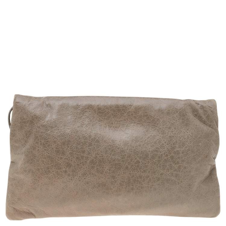 Pre Owned Balenciaga Grey Leather GGRH Envelope Clutch