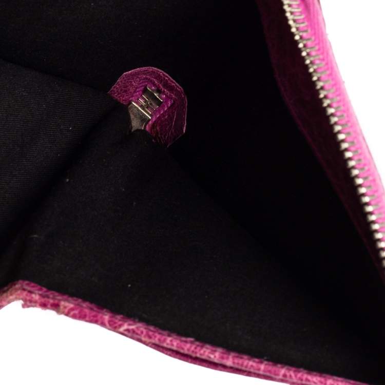 Pre Owned Balenciaga Pink Leather City Compact Wallet