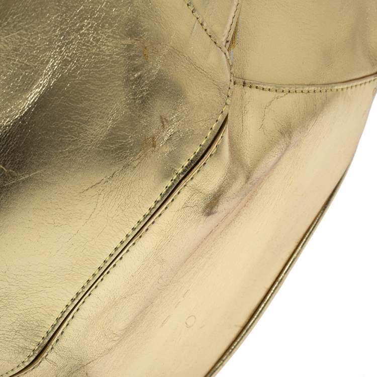 Pre Owned Balenciaga Gold Leather Bowler PM Bag