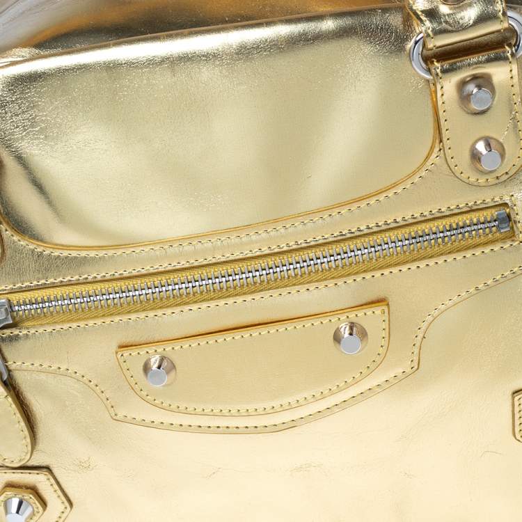 Pre Owned Balenciaga Gold Leather Bowler PM Bag