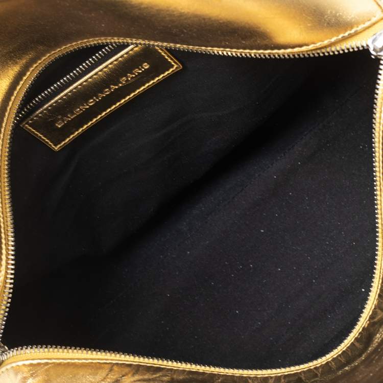 Pre Owned Balenciaga Gold Leather Bowler PM Bag