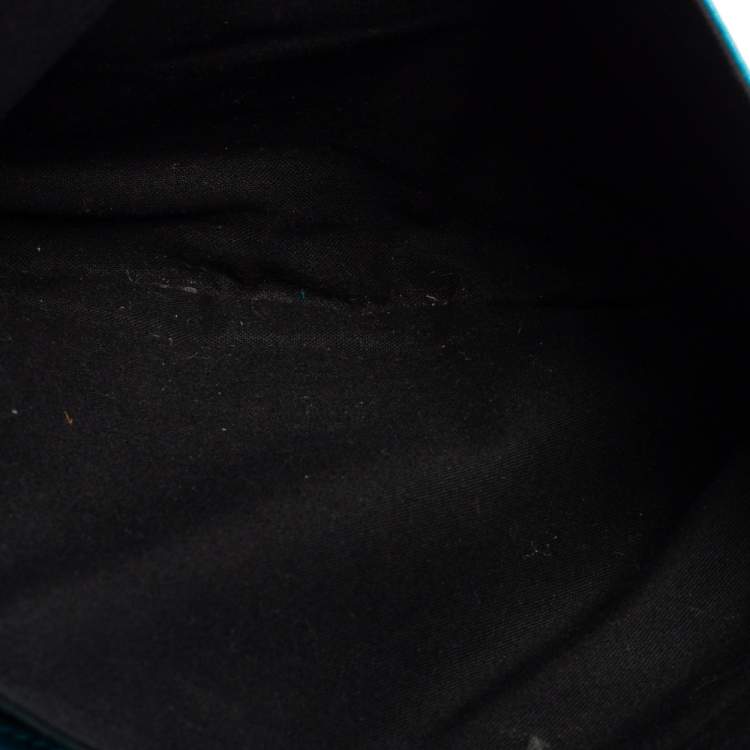 Pre Owned Balenciaga Turquoise Lambskin Leather Motocross Flap Clutch