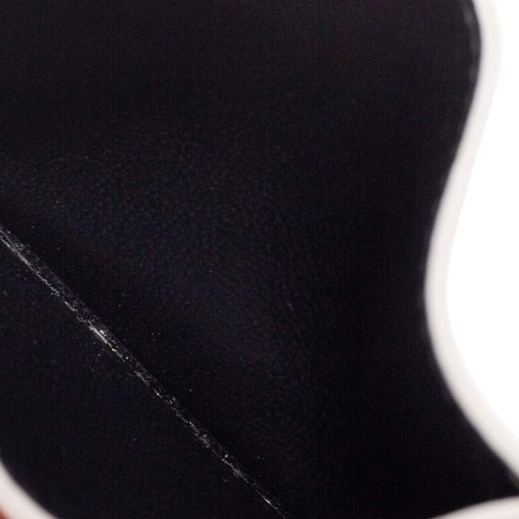 Pre Owned Balenciaga White Leather Logo Printed Card Holder
