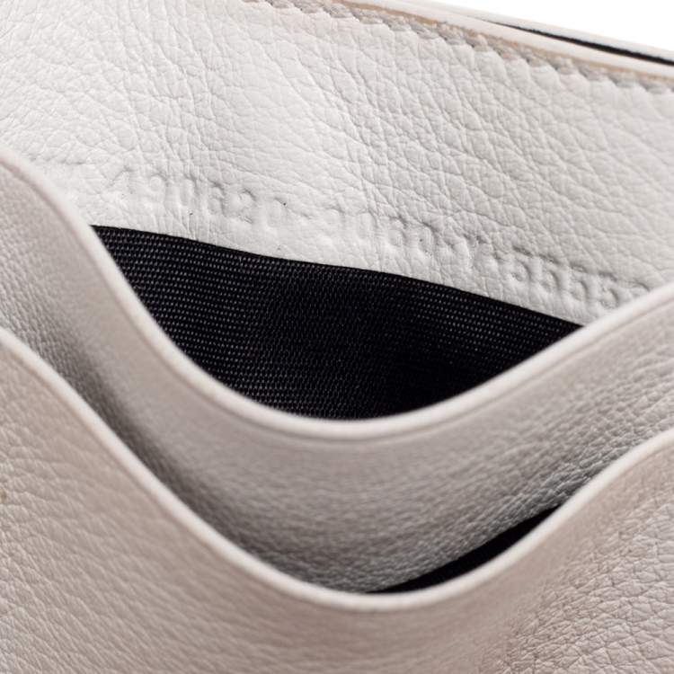 Pre Owned Balenciaga White Leather Logo Printed Card Holder