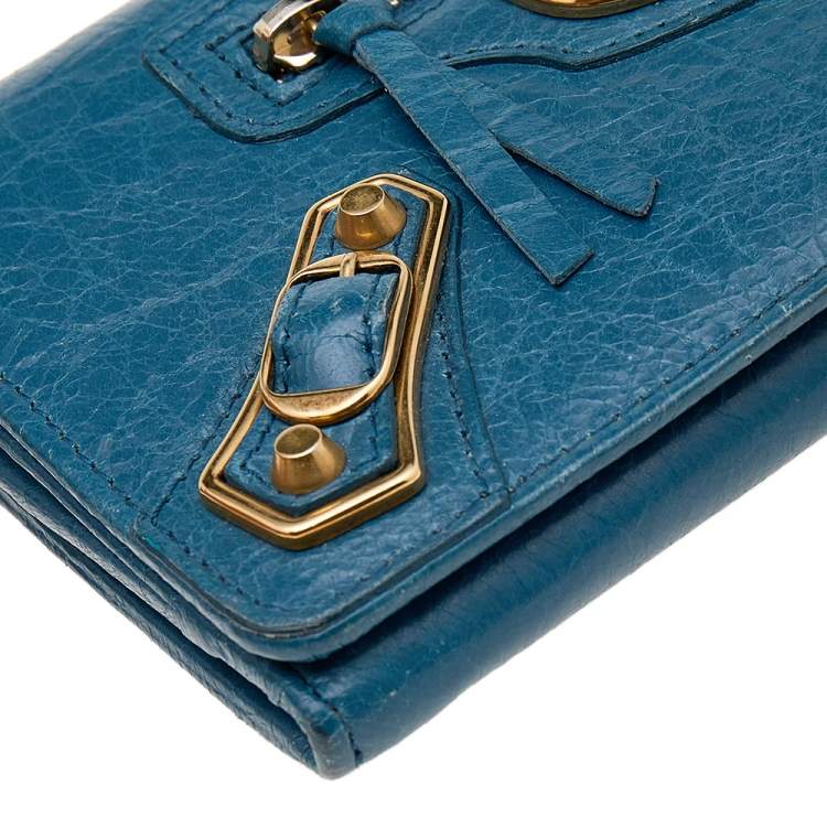 Pre Owned Balenciaga Blue Leather City Wallet