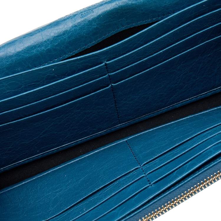 Pre Owned Balenciaga Blue Leather City Wallet