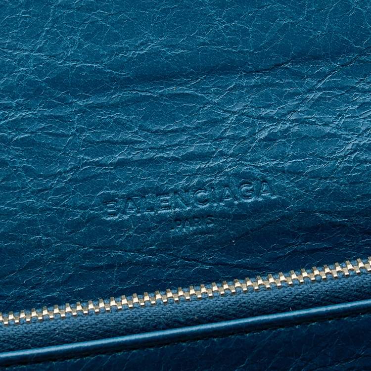 Pre Owned Balenciaga Blue Leather City Wallet