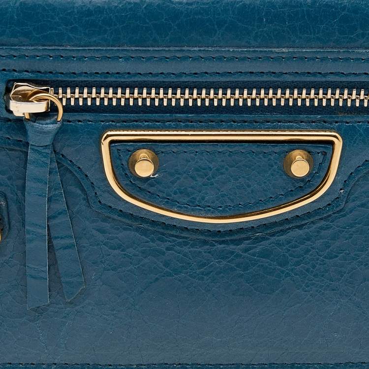 Pre Owned Balenciaga Blue Leather City Wallet