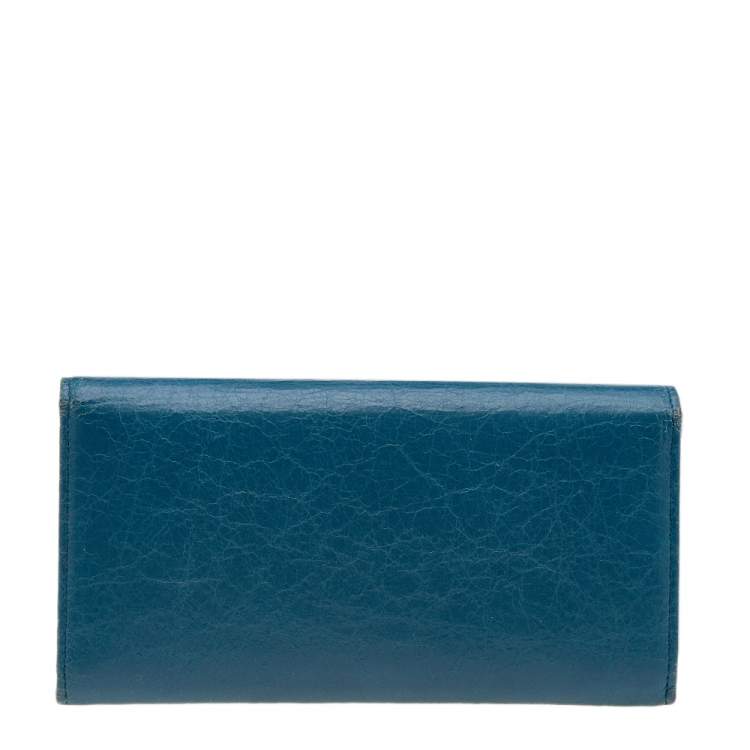 Pre Owned Balenciaga Blue Leather City Wallet