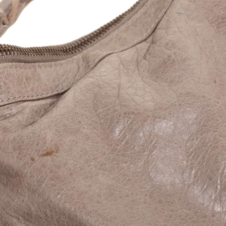 Pre Owned Balenciaga Dark Beige Leather Classic Day RH Hobo