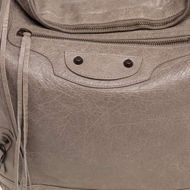 Pre Owned Balenciaga Dark Beige Leather Classic Day RH Hobo